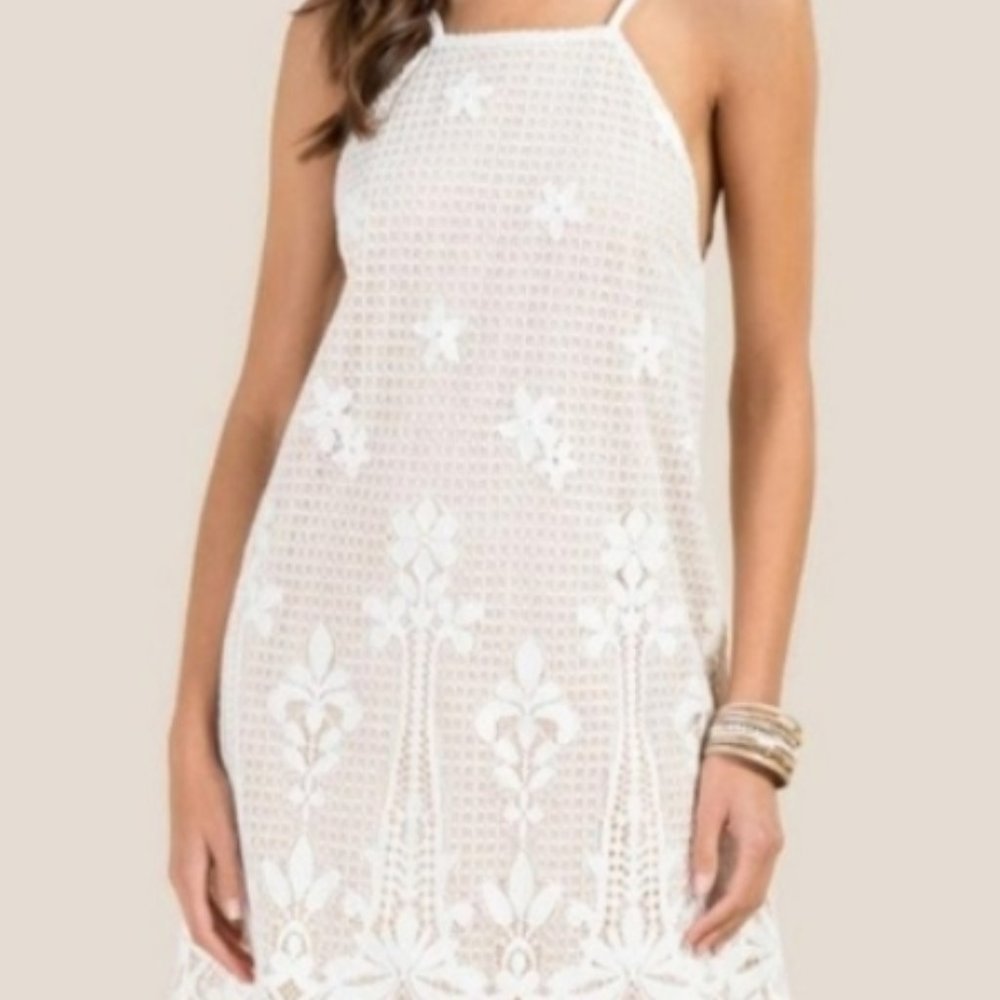 Francesca's Jasmine White Nude Lace Halter Dress M